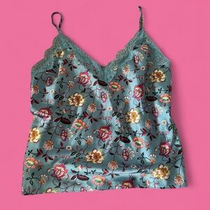 Victoria's Secret Teal Floral Cami with Lace